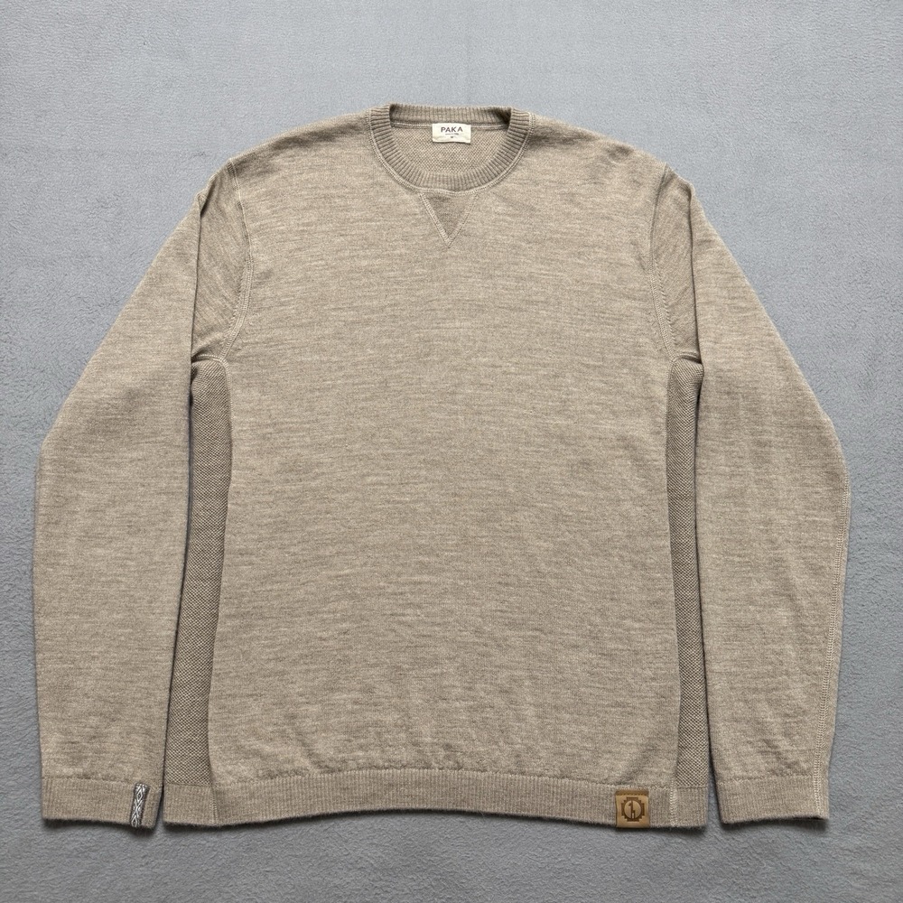 PAKA Original Crew Sweater Mens Medium Beige Royal Alpaca Hiking Outdoor